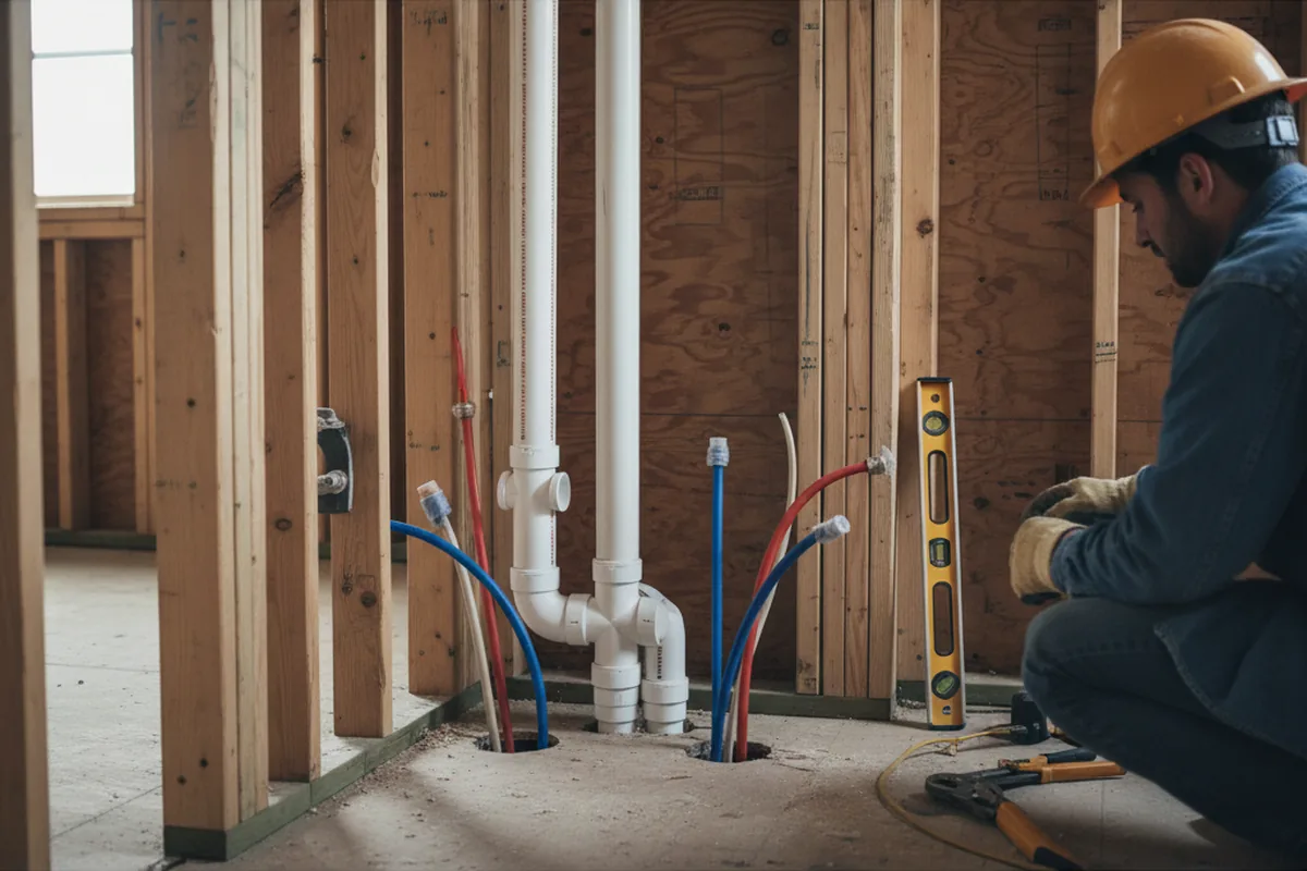 Drain and supply rough-in during Sump Pump Repair in Ivanhoe